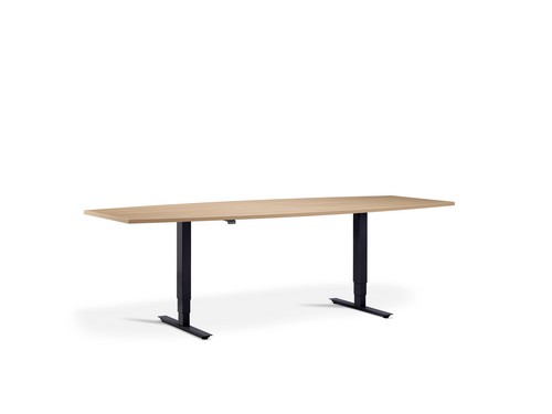 Black Advance Sit Stand Meeting Table with an Oak top