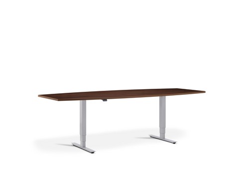 Advance Sit Stand Meeting Table in Silver & Walnut