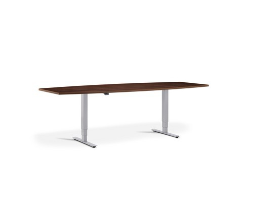 Advance Sit Stand Meeting Table in Silver & Walnut