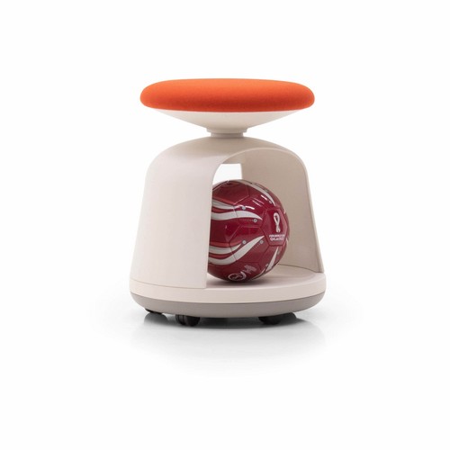 Belle Mobile stool with a football