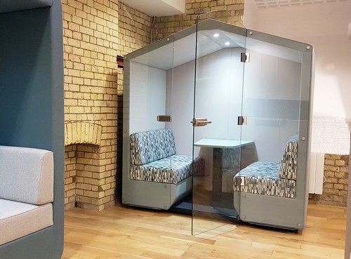 Bea meeting pod with a glass door