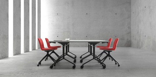 Tilt-top tables with Bethan meeting chairs