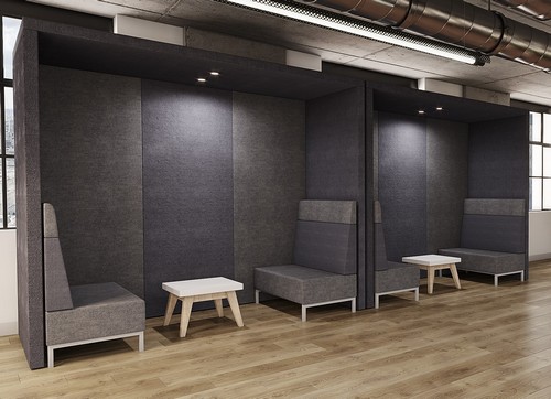 Hyde meeting pods, chairs, coffee table
