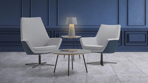 Grey lounge chairs, Bjorn and Benny