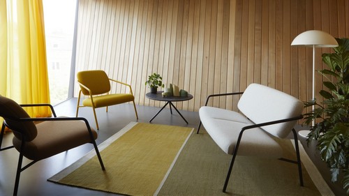Rosa lounge chaitrs yellow white metal frames