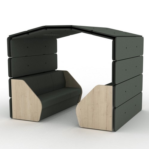 Armadillo 6-seater meeting pod, with mid sides, and an open back