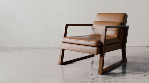 Luge brown leather lounge chair