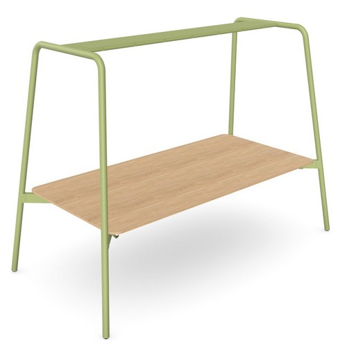 Kobel gantry meeting table in oak and light green