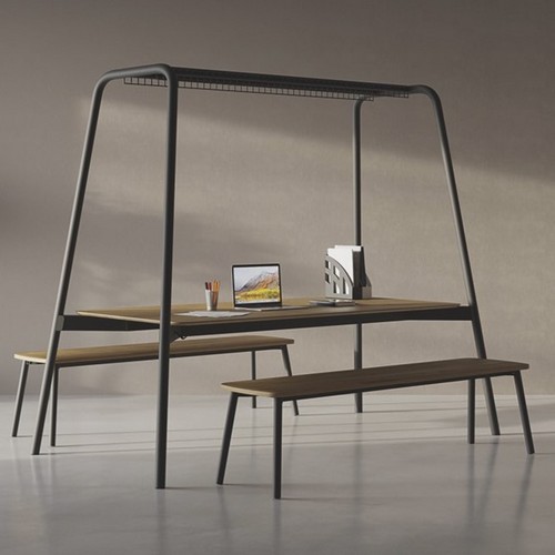 Kobel Gantry Meeting Table Oak & black