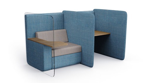 Betty Modular Workbooth 1 seat with a laptop table and 1 desk
