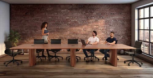 Aerofoil conference table, executive table, Flux chairs 