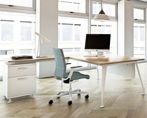 Verco DNA desk in Oak and white with a return