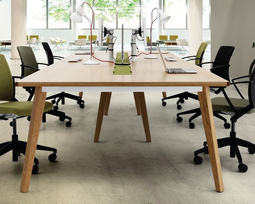 Verco Martin Bench Desk in OAk and White