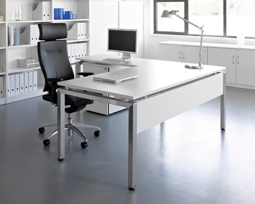Verco Oblique White abd Silver executive desk