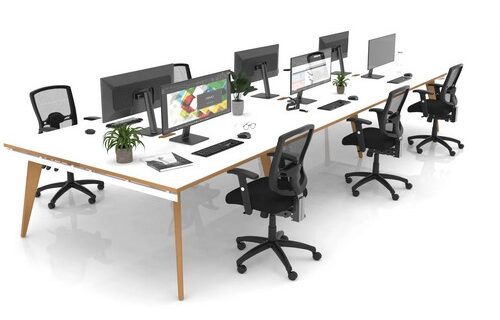 Oslo 6-person bench desk in white