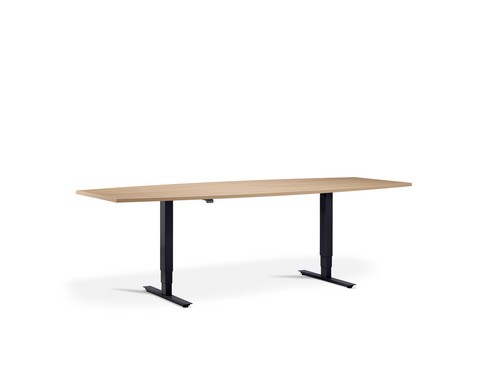 Black Advance Sit-Stand Meeting Table with an Oak top