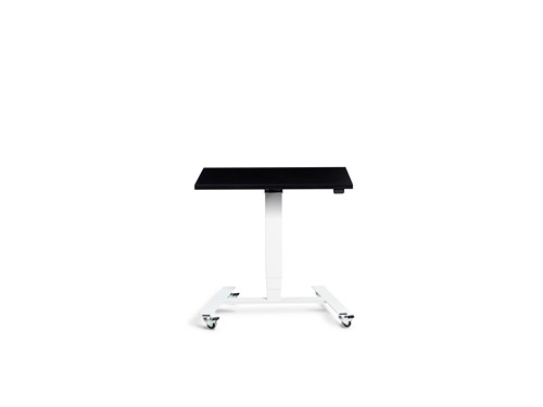 White Flex Mobile Sit-Stand Desk with a black top