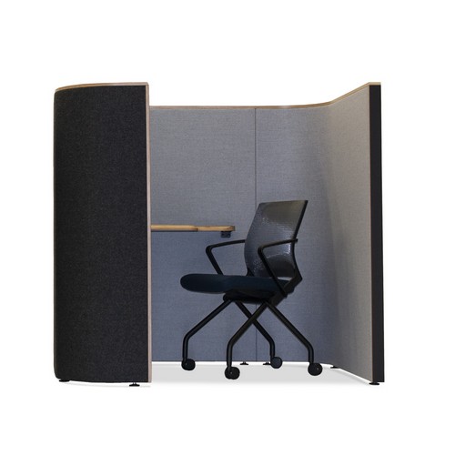 Booth with a chair