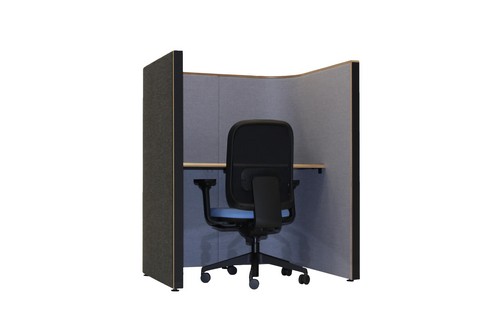 Booth with a chair