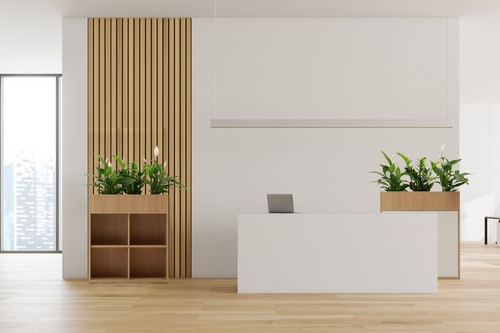 Planters and reception desk