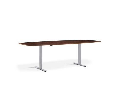 Advance Sit-Stand Meeting Table in Silver & Walnut
