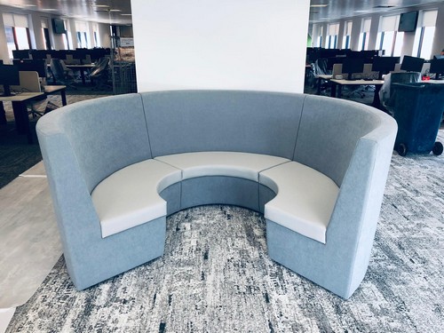 Stella Round Meeting Pod in grey and blue