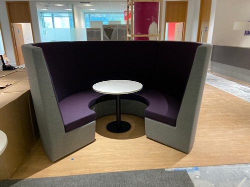 Stella Round Meeting Pod in grey and purple