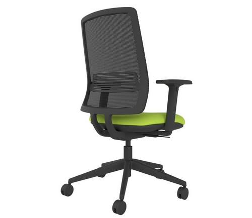 Axent mesh chair, back view, lime green seat