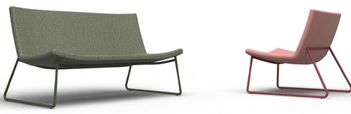 Cortado metal framed lounge chair and bench
