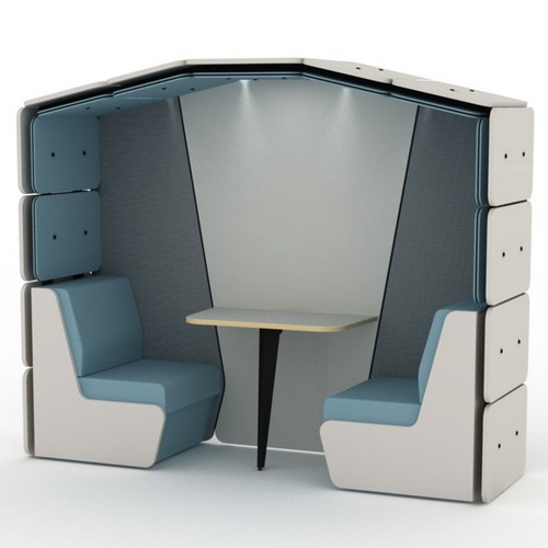 Armadillo 2-seater meeting pod, with low sides, and a closed back