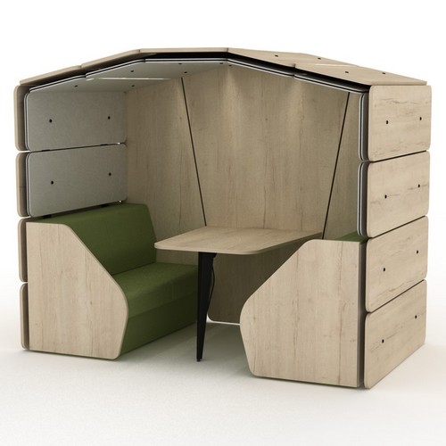 Armadillo 4-seater meeting pod, with mid sides, and a closed back