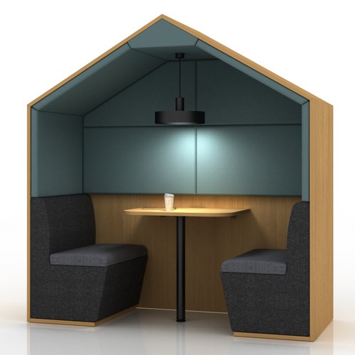 Condo 2-person pitched roof meeting booth