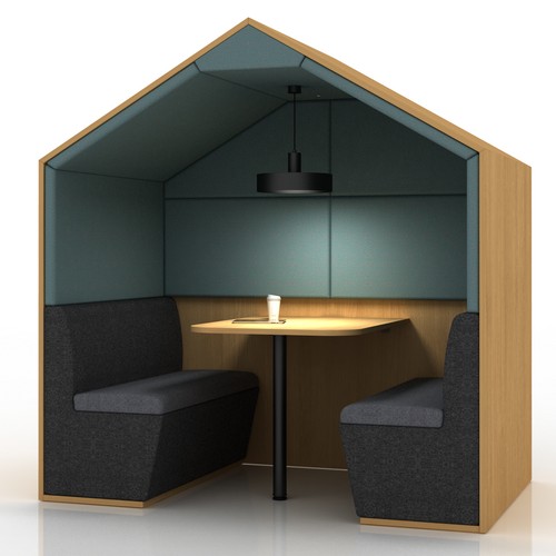 Condo 4-person meeting pod with a pitched roof