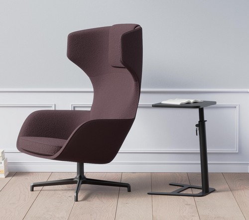 Toro high back lounge chair, with a black swivel base