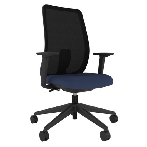 Echo Sustainable Task Chair| black mesh back | blue seat