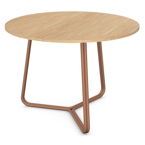 The Antalya Bistro Table in oak and rusdt coloured