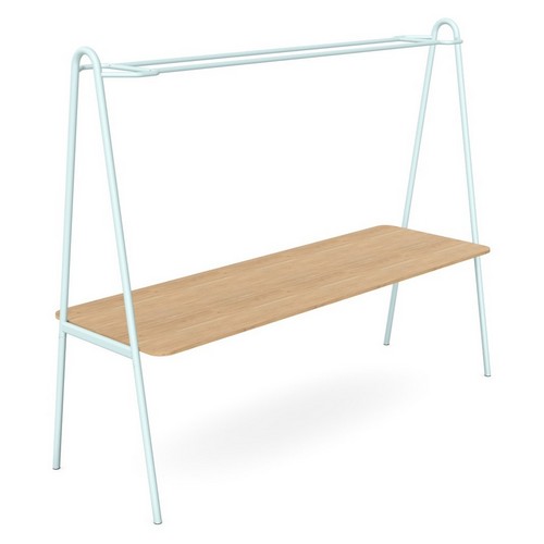 The Antalya Gantry Table in oak and light blue