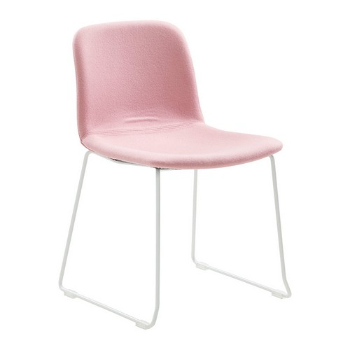 Bethan meeting chair | pink fabnc | white frame
