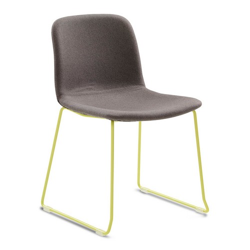 Bethan meeting chair | grey fabric | yellow frame