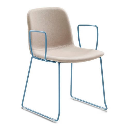 Bethan meeting chair | Beige fabric | blue frame