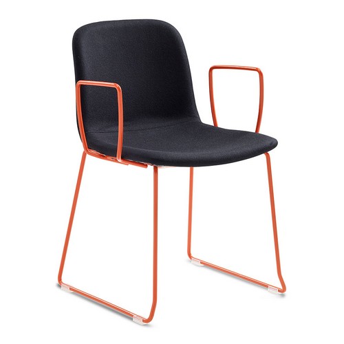 Bethan meeting chair | black fabric | orange frame