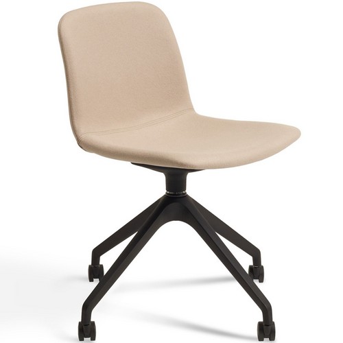 Bethan swivel meeting chair | beige fabric | black base 