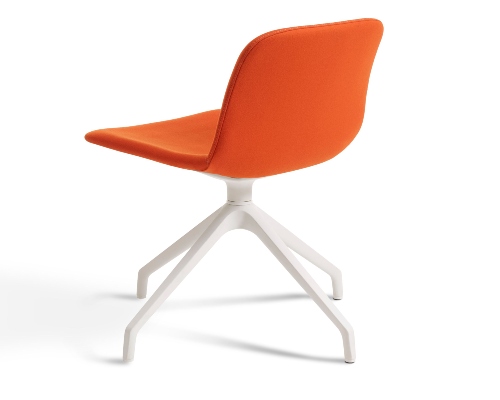 Bethan swivel meeting chair | orange fabric | white base