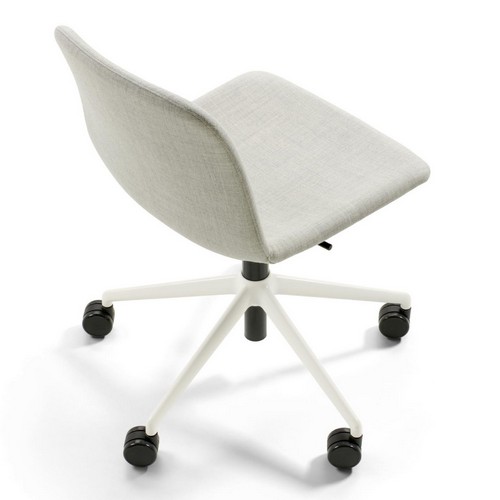 Bethan swivel meeting chair | grey fabric | white base 