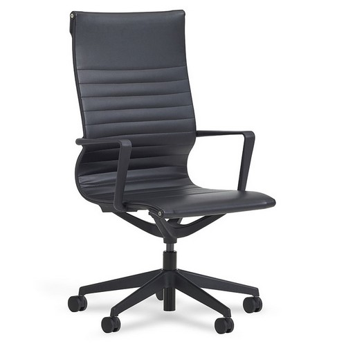 Flux high back meeting chair in black faux leather