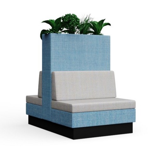 cedric planter | high sided | on a plinth | blue fabric