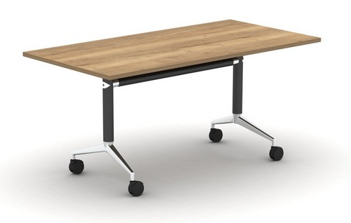Topo tilt-top table in Jura Oak | brushed steel and black