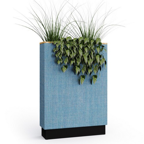 A tall Fearne planter on a plinth base with wooden trim