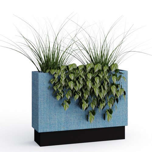 Low planter in fabric on a plinth base 