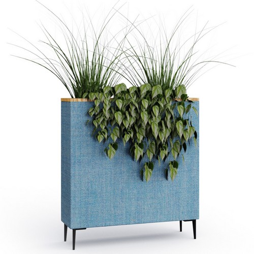 A mid-height Fearne planter on legs with a wood trimmed top